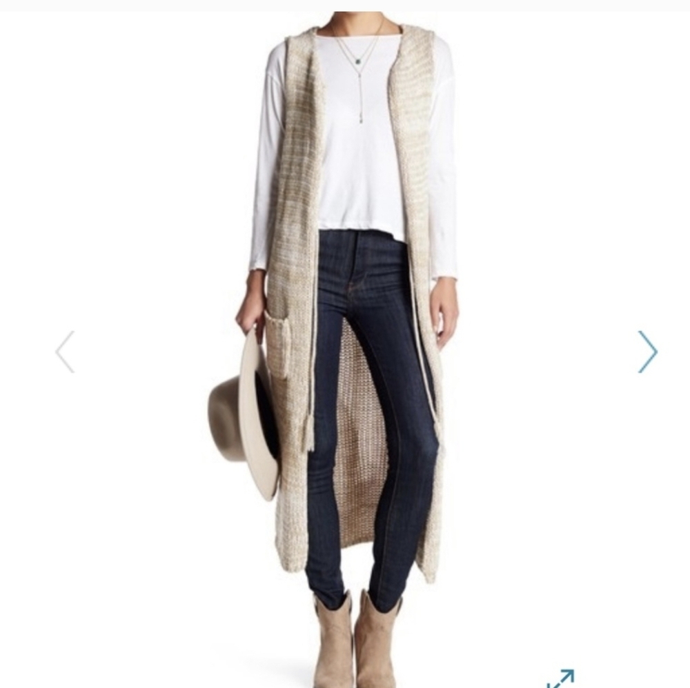 Banjara Long Midi Length Open Knit Sweater Vest Duster(S)